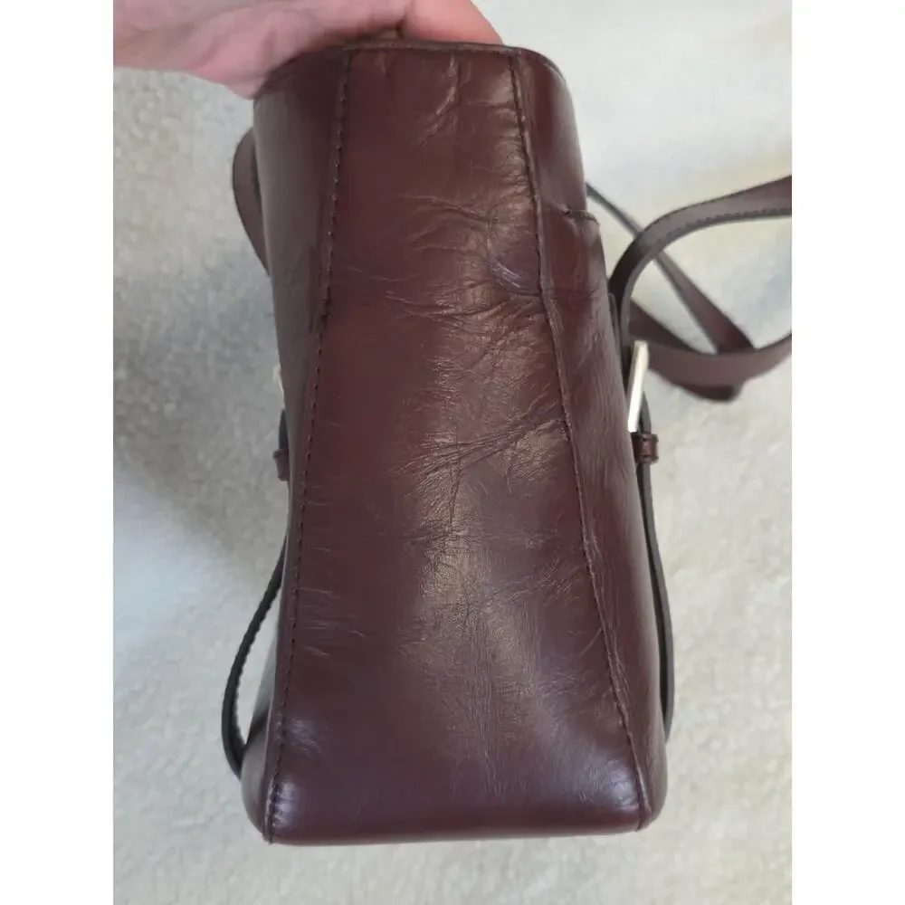 Etienne Aigner Burgundy Leather Tote Shoulder Bag Double Handle Retro Y2K Style